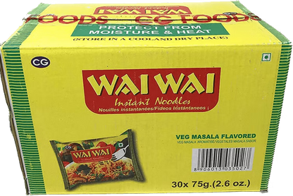 WAI WAI Instant Noodles Vegeterian 75 g (Box of 30)